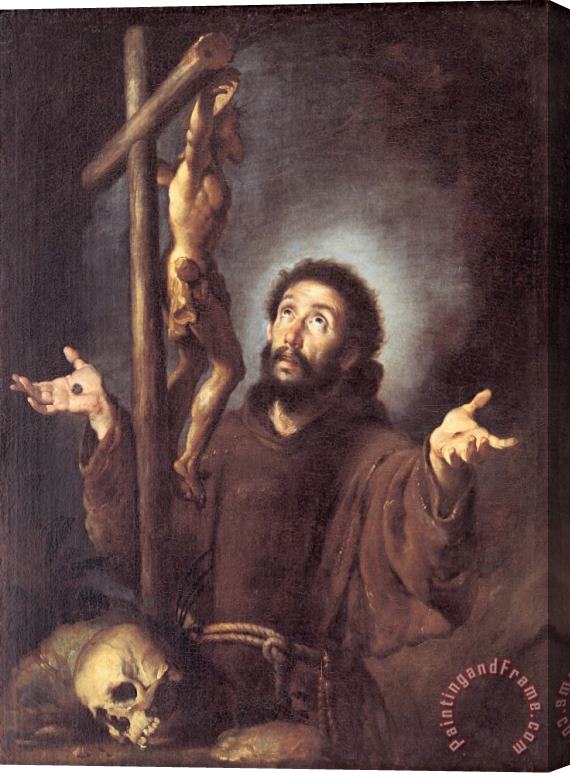 Bernardo Strozzi St Francis of Assisi Adoring The Crucifix Stretched Canvas Print / Canvas Art