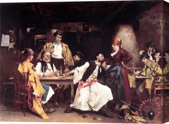 Bertalan De Karlovsky In The Tavern Stretched Canvas Print / Canvas Art