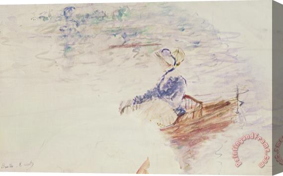 Berthe Morisot Sketch Of A Young Woman In A Boat Stretched Canvas Print / Canvas Art