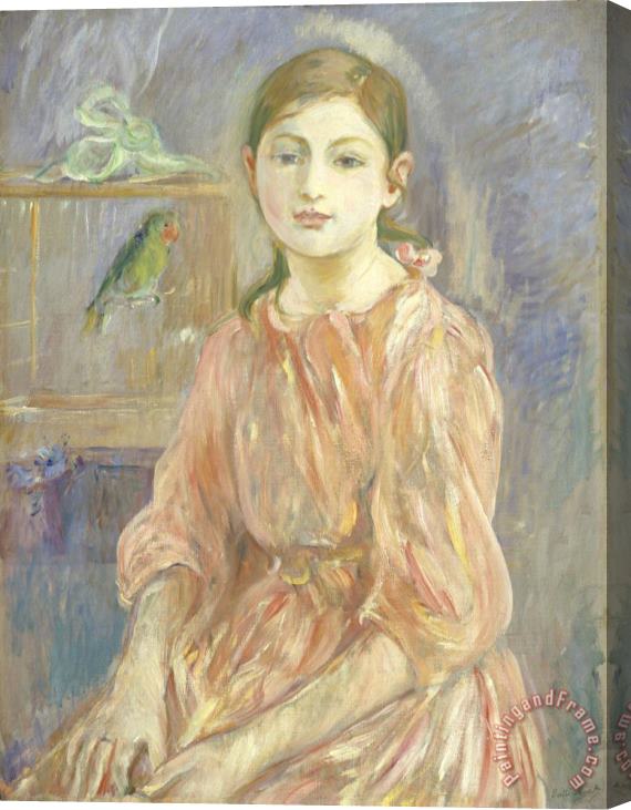Berthe Morisot The Artist's Daughter with a Parakeet Stretched Canvas Painting / Canvas Art