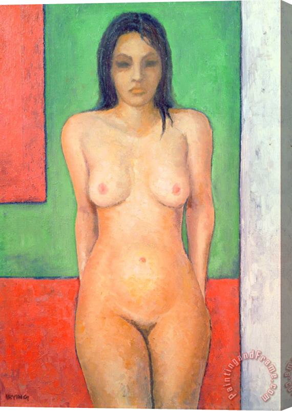Brian Irving Girl standing by abstract Stretched Canvas Print / Canvas Art