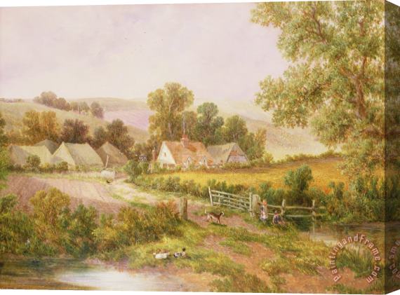 C L Boes Farmyard Scene Stretched Canvas Print / Canvas Art