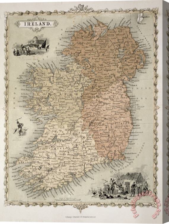 C Montague Map Of Ireland Stretched Canvas Print / Canvas Art