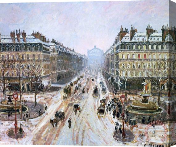 Camille Pissarro Avenue de l'Opera - Effect of Snow Stretched Canvas Painting / Canvas Art