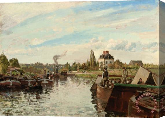 Camille Pissarro Barge on the Seine at Bougival Stretched Canvas Print / Canvas Art