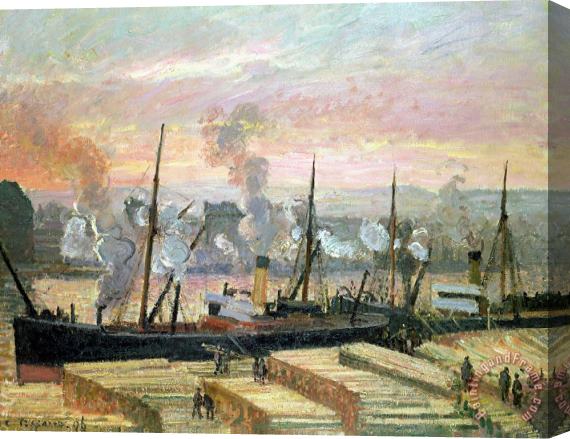 Camille Pissarro Boats Unloading Wood Stretched Canvas Painting / Canvas Art