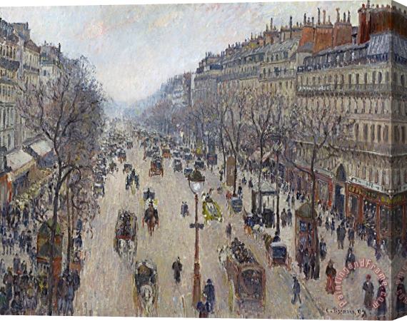 Camille Pissarro Boulevard Montmartre, Morning, Cloudy Weather Stretched Canvas Painting / Canvas Art
