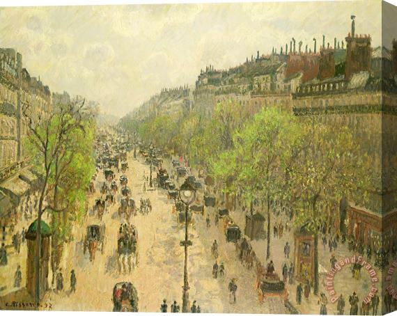 Camille Pissarro Boulevard Montmartre, Morning, Grey Day Stretched Canvas Print / Canvas Art