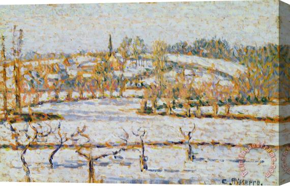 Camille Pissarro Effect of Snow at Eragny Stretched Canvas Painting / Canvas Art