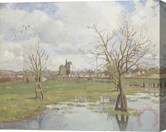 Camille Pissarro Flooded Fields at St. Ouen L'aumone Stretched Canvas Painting / Canvas Art