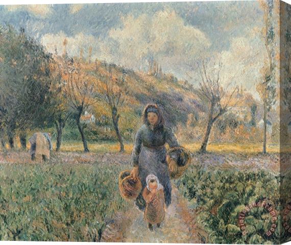 Camille Pissarro In The Garden Stretched Canvas Painting / Canvas Art