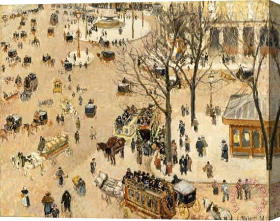 Camille Pissarro Place Du Theatre Francais Stretched Canvas Painting / Canvas Art