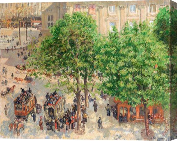 Camille Pissarro Place Du Theatre Francais, Spring Stretched Canvas Print / Canvas Art