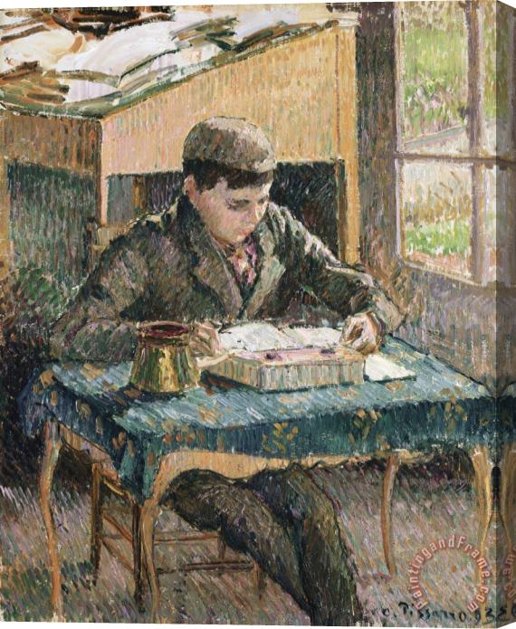 Camille Pissarro Portrait of Rodo Reading Stretched Canvas Print / Canvas Art
