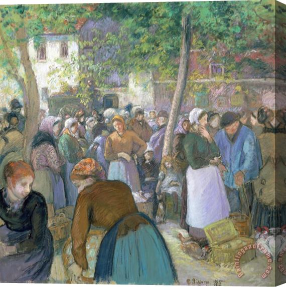 Camille Pissarro Poultry Market at Gisors Stretched Canvas Painting / Canvas Art