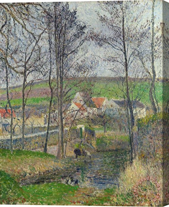 Camille Pissarro The Banks of The Viosne at Osny in Grey Weather, Winter Stretched Canvas Painting / Canvas Art