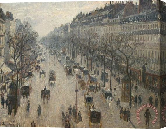 Camille Pissarro The Boulevard Montmartre on a Winter Morning Stretched Canvas Painting / Canvas Art