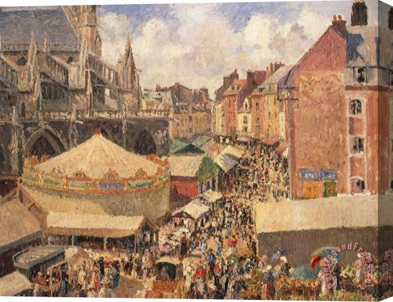 Camille Pissarro The Fair in Dieppe Stretched Canvas Painting / Canvas Art