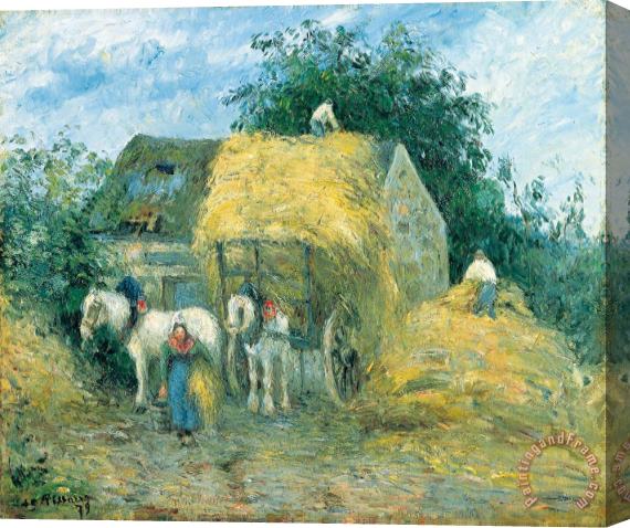 Camille Pissarro The Hay Cart, Montfoucault Stretched Canvas Painting / Canvas Art