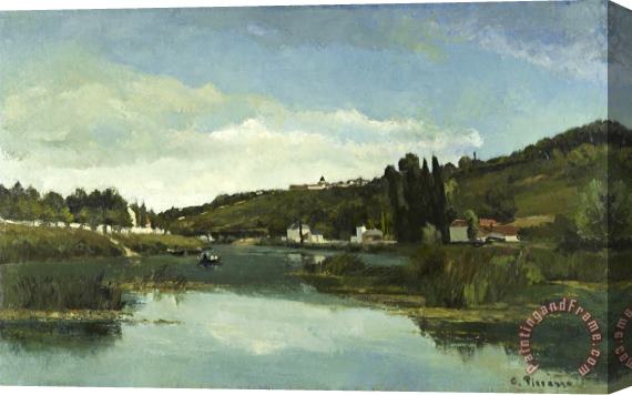 Camille Pissarro The Marne at Chennevieres Stretched Canvas Painting / Canvas Art