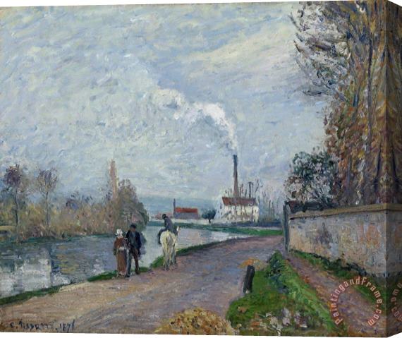 Camille Pissarro The Oise Near Pontoise in Grey Weather Stretched Canvas Print / Canvas Art