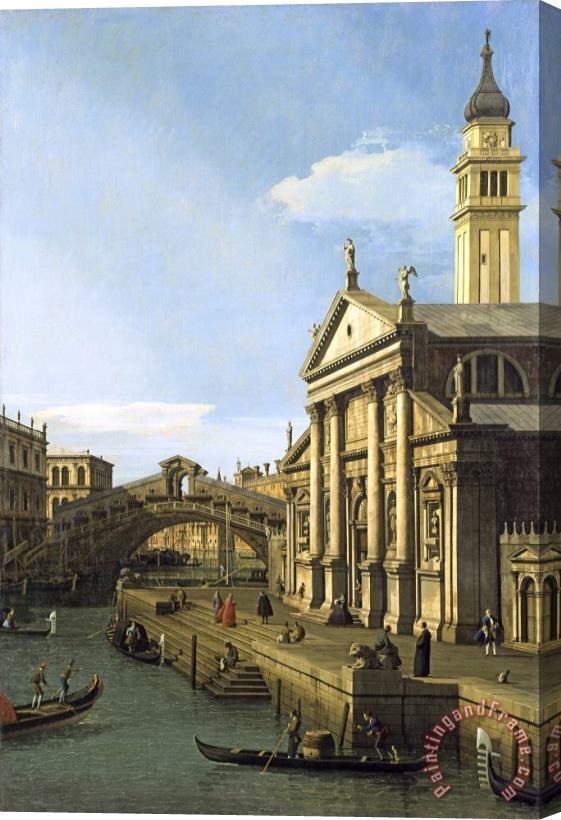 Canaletto Capriccio: The Rialto Bridge And The Church of S. Giorgio Maggiore Stretched Canvas Painting / Canvas Art