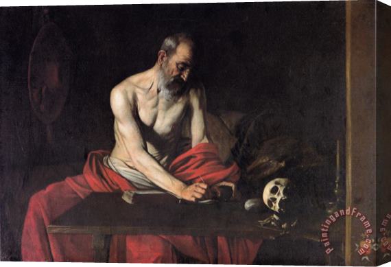 Caravaggio St Jerome Writing 1607 Stretched Canvas Painting / Canvas Art