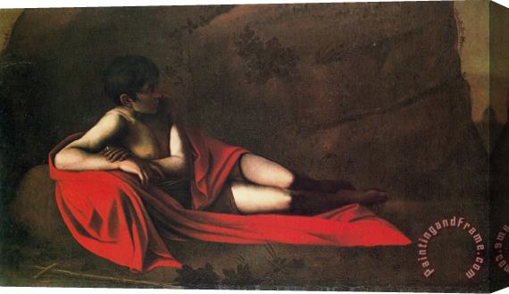 Caravaggio St John Reclining Stretched Canvas Print / Canvas Art