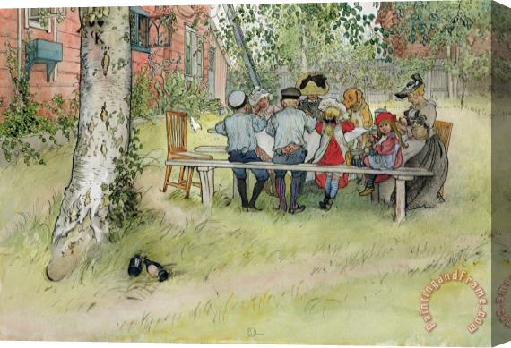 Carl Larsson Breakfast Under The Big Birch Stretched Canvas Painting / Canvas Art