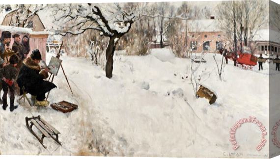 Carl Larsson Open Air Painter. Winter Motif From Asogatan 145, Stockholm Stretched Canvas Print / Canvas Art