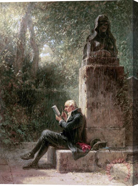 Carl Spitzweg The Philosopher (the Reader in The Park) Stretched Canvas Print / Canvas Art