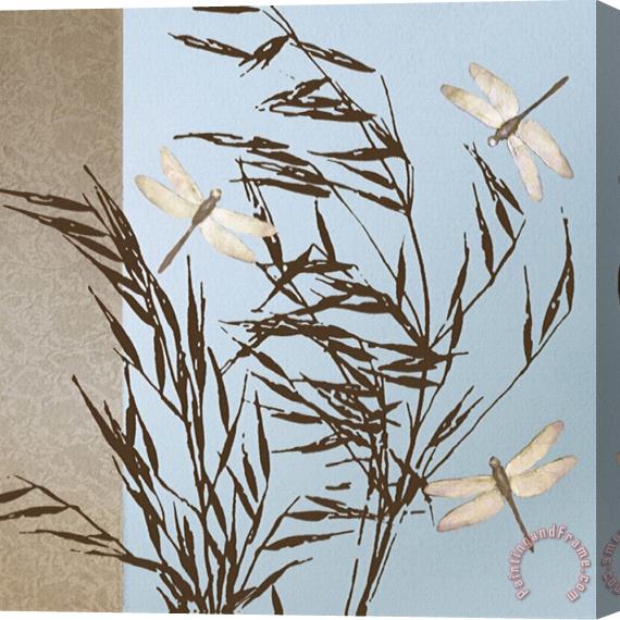 Caroline Gold Dragonflies Stretched Canvas Print / Canvas Art