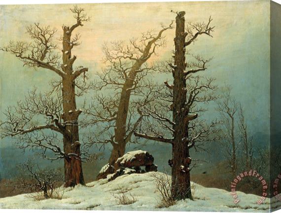 Caspar David Friedrich Cairn in Snow Stretched Canvas Painting / Canvas Art