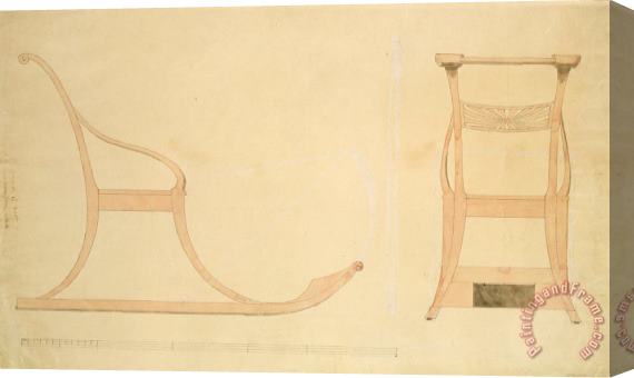 Caspar David Friedrich Chair for a Sleigh (pen with Reddish W/c on Paper) Stretched Canvas Print / Canvas Art