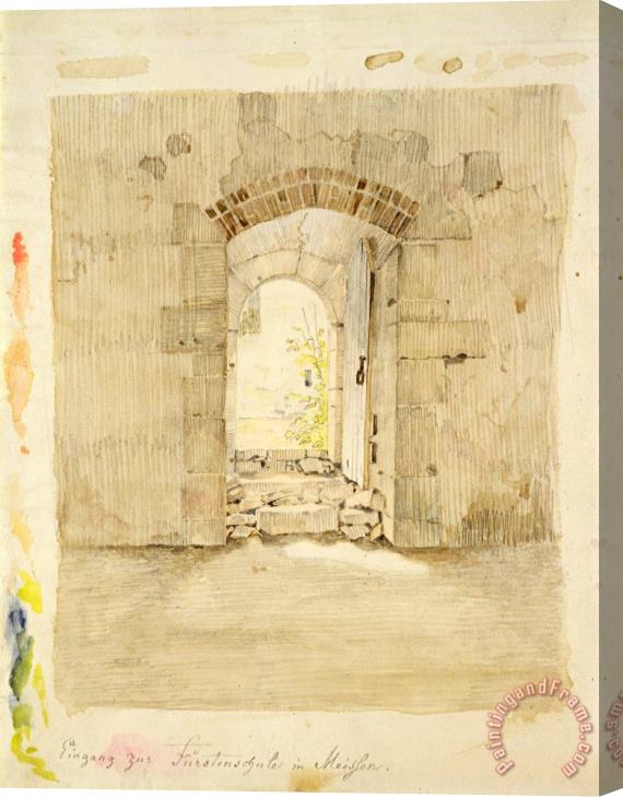 Caspar David Friedrich Entrance Gate to The Royal School in Meissen (pencil And W/c on Paper) Stretched Canvas Print / Canvas Art