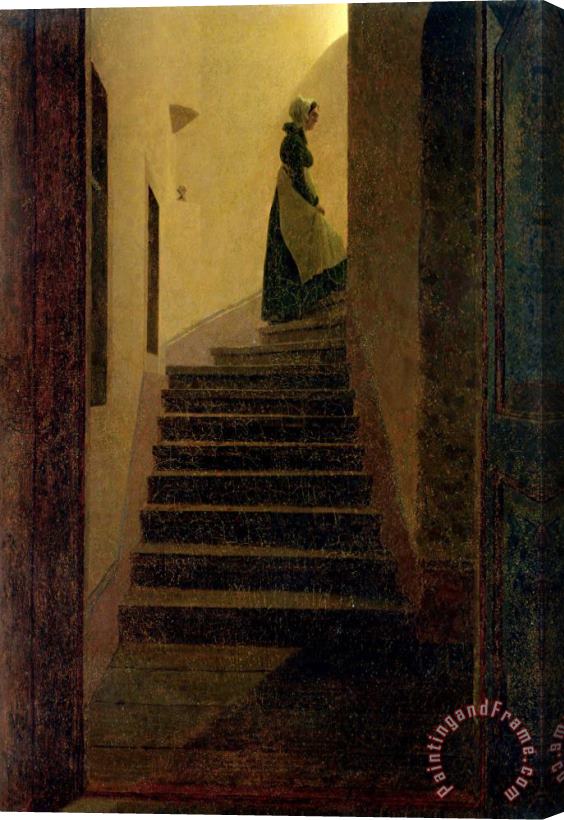 Caspar David Friedrich Lady on The Staircase (oil on Canvas) Stretched Canvas Painting / Canvas Art