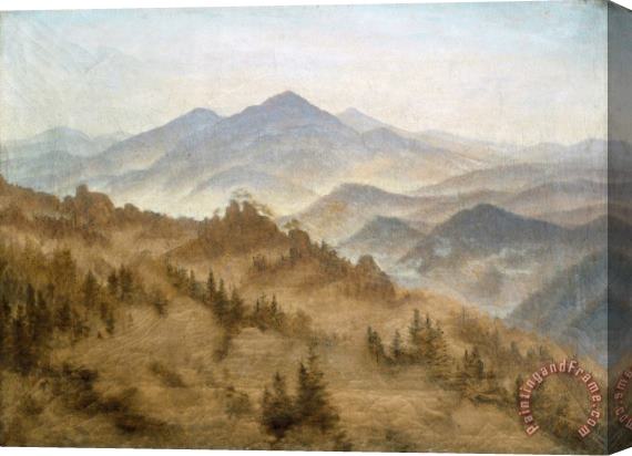Caspar David Friedrich Landscape with The Rosenberg in The Bohemian Mountains Stretched Canvas Painting / Canvas Art
