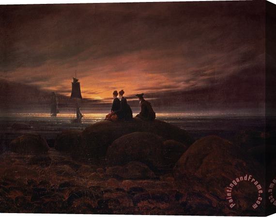 Caspar David Friedrich Moon Rising Over the Sea Stretched Canvas Print / Canvas Art