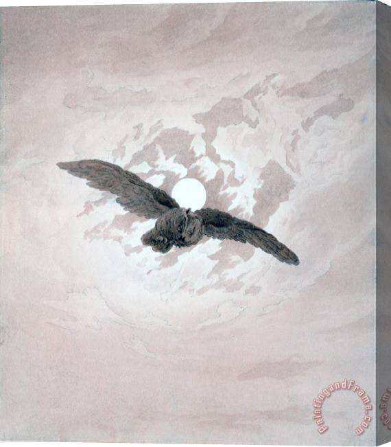 Caspar David Friedrich Owl Flying Against a Moonlit Sky Stretched Canvas Print / Canvas Art