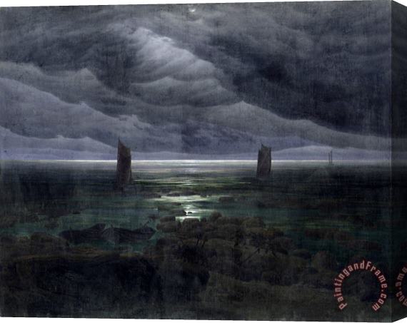 Caspar David Friedrich Sea Shore in Moonlight Stretched Canvas Print / Canvas Art