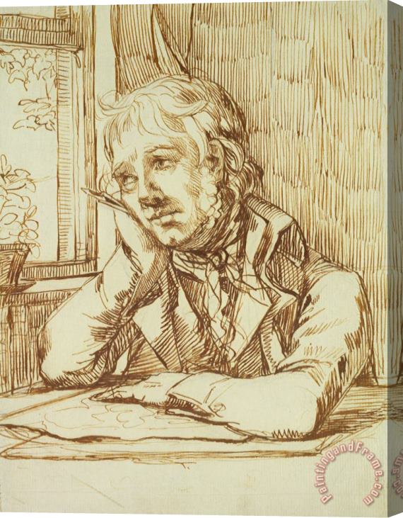 Caspar David Friedrich Self Portrait (pencil And Pen on Paper) Stretched Canvas Painting / Canvas Art