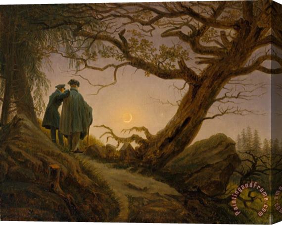 Caspar David Friedrich Two Men Contemplating The Moon Stretched Canvas Painting / Canvas Art