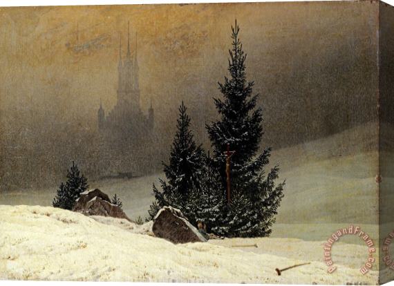 Caspar David Friedrich Winter Landscape with a Church Stretched Canvas Painting / Canvas Art