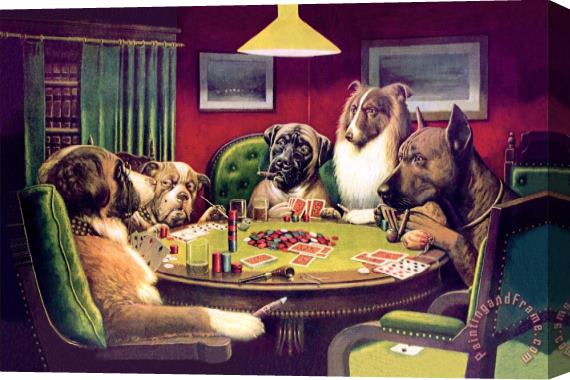 cassius marcellus coolidge A Bold Bluff Dogs Playing Poker Stretched Canvas Print / Canvas Art