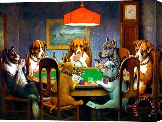 cassius marcellus coolidge A Friend in Need Dogs Playing Poker Stretched Canvas Print / Canvas Art
