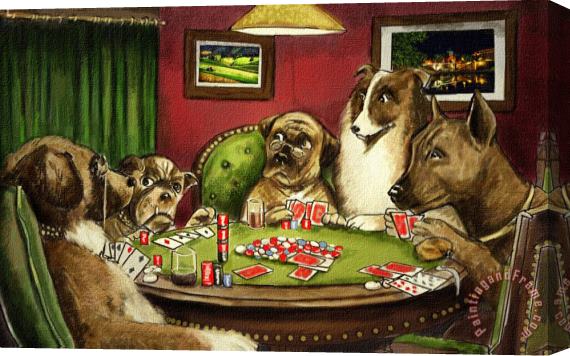 cassius marcellus coolidge Dogs Playing Poker I Stretched Canvas Print / Canvas Art
