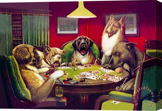 cassius marcellus coolidge Waterloo Dogs Playing Poker Stretched Canvas Print / Canvas Art