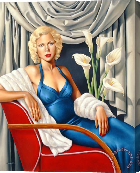 Catherine Abel Woman in Sapphire Blue Dress Stretched Canvas Print / Canvas Art