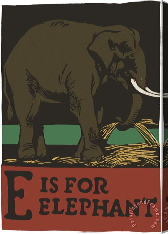 C.B. Falls Alphabet: E Is for Elephant Stretched Canvas Painting / Canvas Art