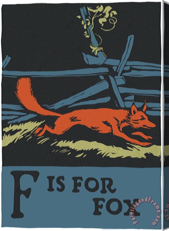 C.B. Falls Alphabet: F Is for Fox Stretched Canvas Print / Canvas Art